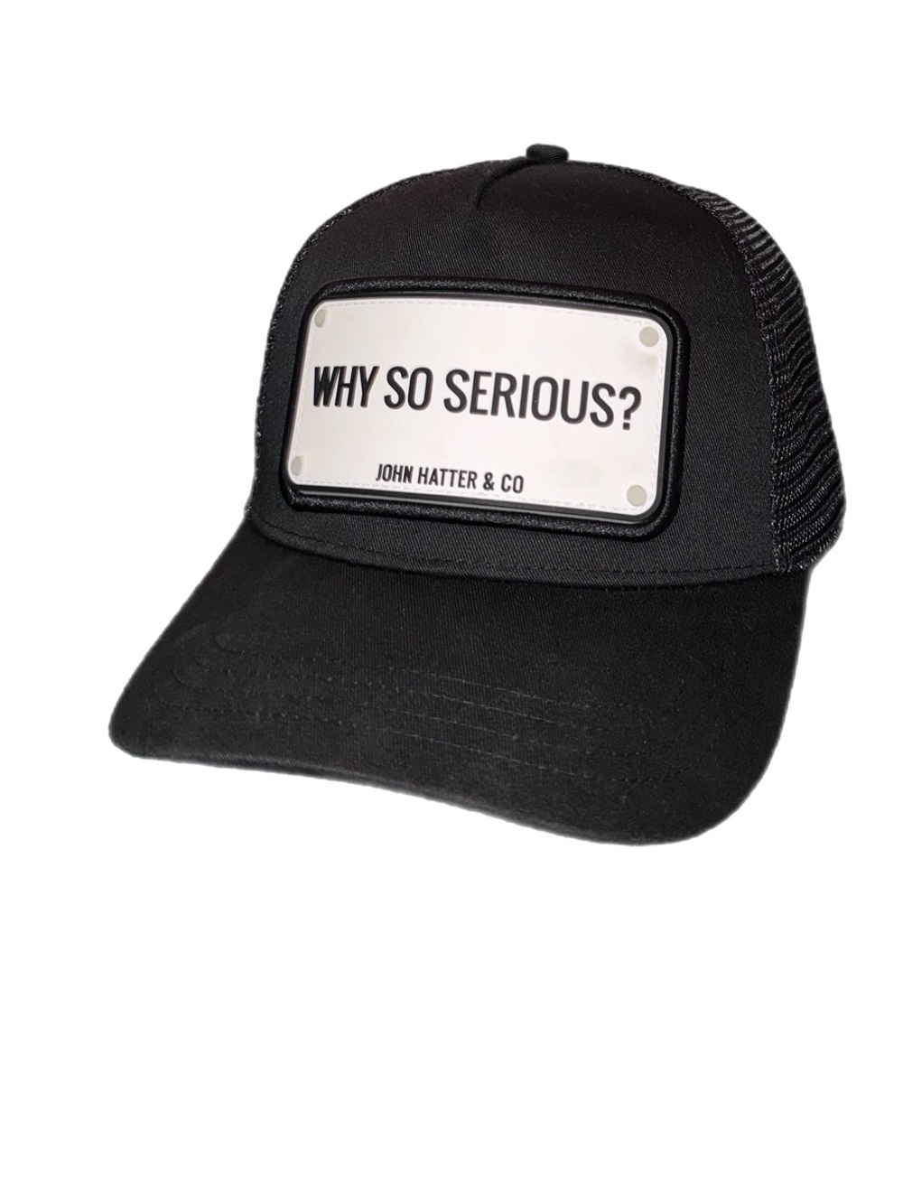 John Hatter & Co Black 'Why So Serious?' Mesh-Back Trucker Hat